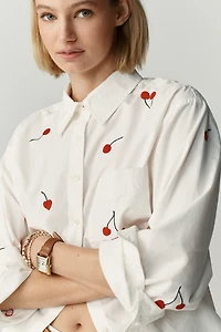 Maeve Shrunken Bennet Embellished Buttondown Shirt