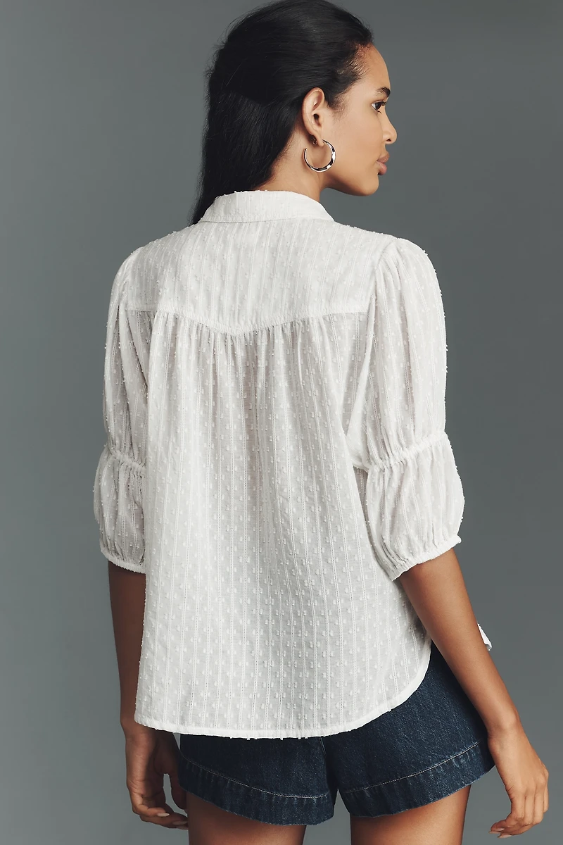 Pilcro Puff-Sleeve Buttondown Top