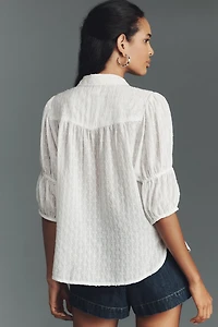 Pilcro Puff-Sleeve Buttondown Top