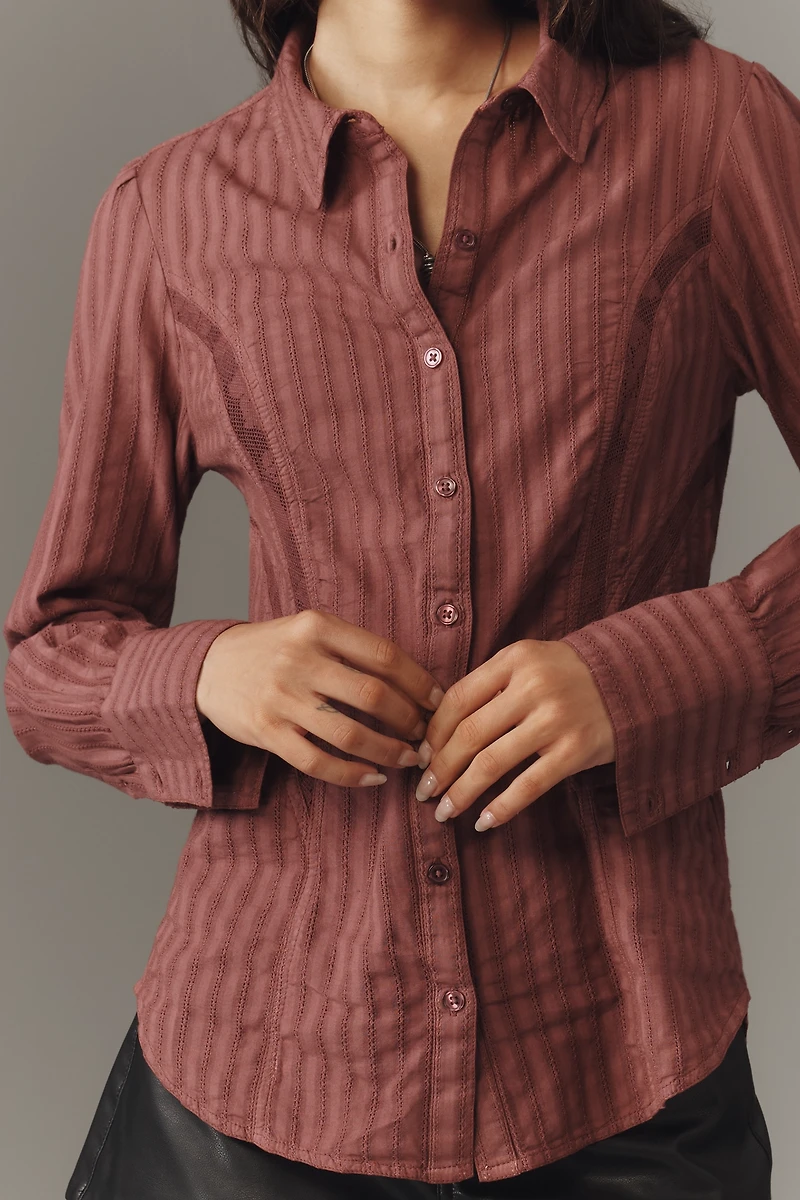 Pilcro Long-Sleeve Seamed Slim Buttondown Shirt