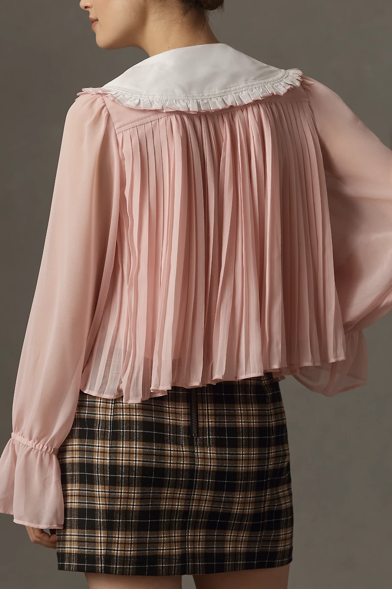 Maeve Oversized Collar Bow Blouse