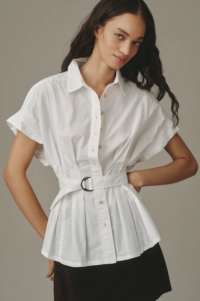 The Bobbie Short Sleeve Belted Buttondown Shirt