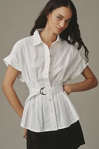 The Bobbie Short Sleeve Belted Buttondown Shirt
