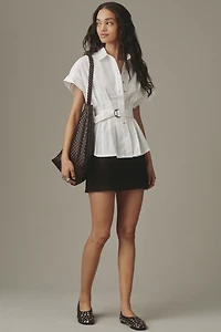 The Bobbie Short Sleeve Belted Buttondown Shirt
