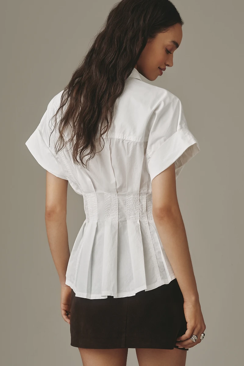 The Bobbie Short Sleeve Belted Buttondown Shirt