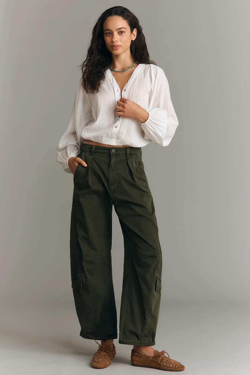 Pilcro Crinkled Buttondown Bubble Top