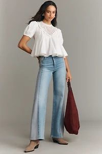 Maeve Puff-Sleeve Studded Placket Blouse