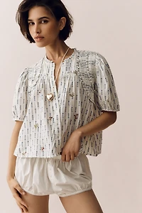 By Anthropologie Cotton Crop Swing Top