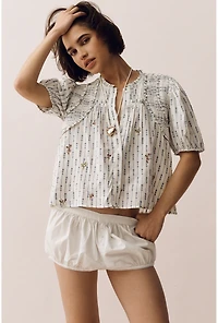 By Anthropologie Cotton Crop Swing Top