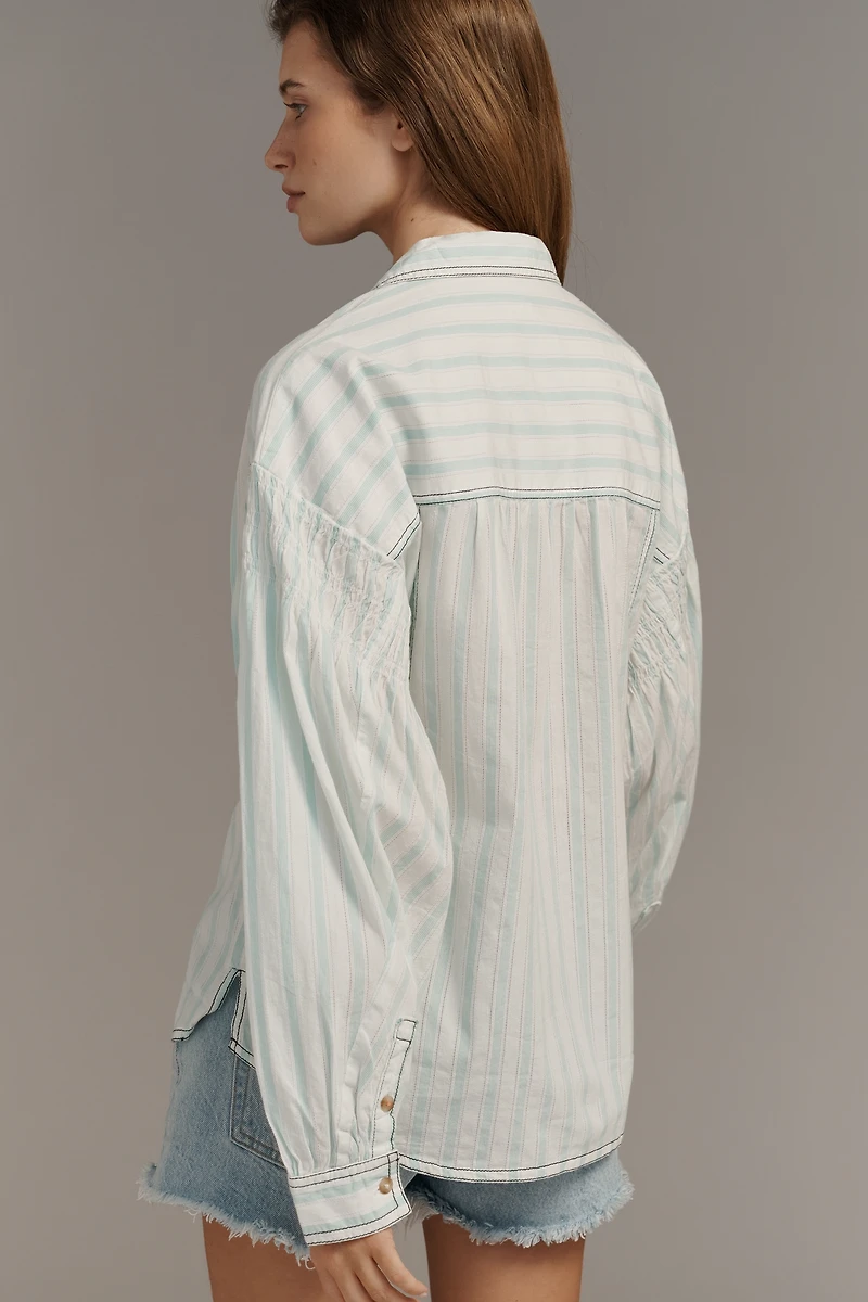 Pilcro Cotton Relaxed Henley Buttondown Shirt