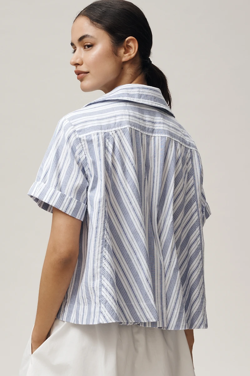 Maeve Short-Sleeve Swing Buttondown Top