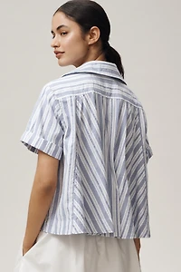Maeve Short-Sleeve Swing Buttondown Top