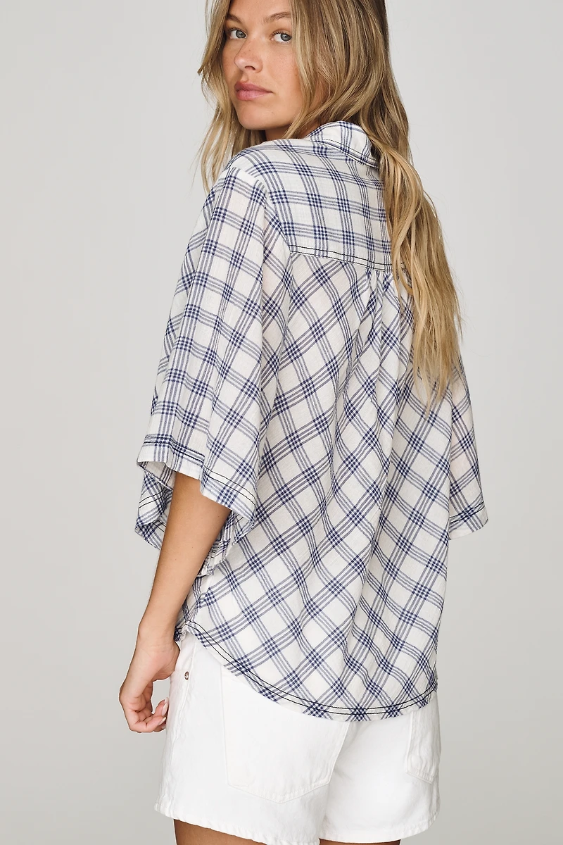 Pilcro 100% Cotton Cape-Sleeve Blouse