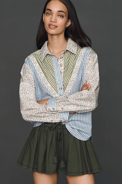 Pilcro Cotton Mixed Stripe Buttondown Shirt