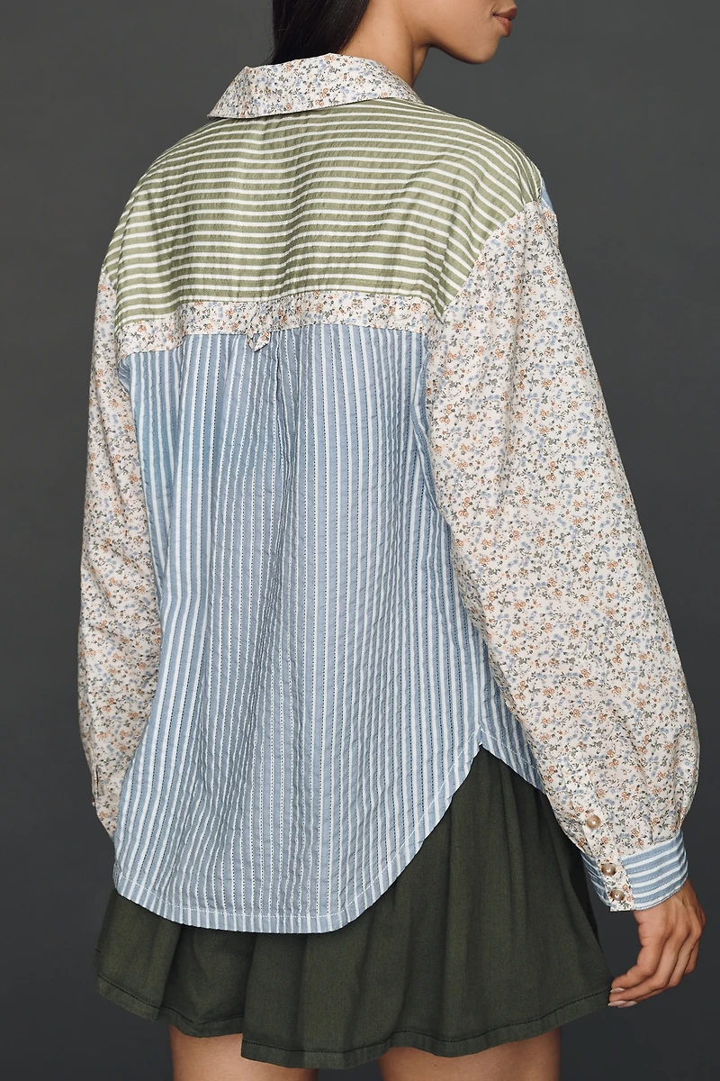 Pilcro Cotton Mixed Stripe Buttondown Shirt