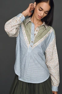 Pilcro Cotton Mixed Stripe Buttondown Shirt