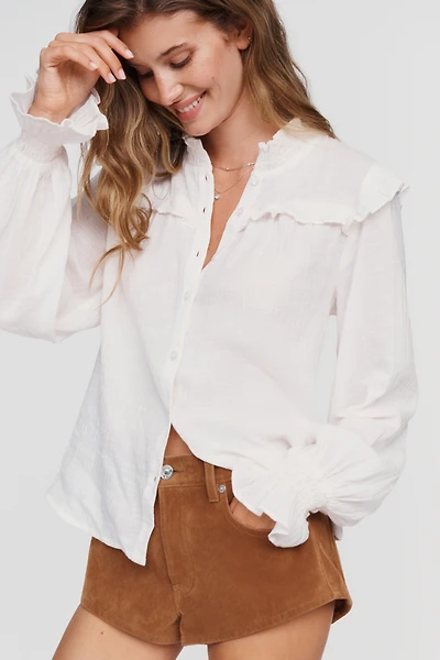 By Anthropologie 100% Cotton Ruffled Blouse
