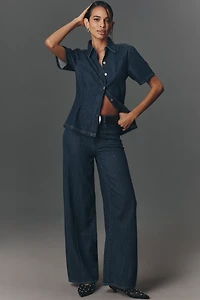 DL1961 Joice Short-Sleeve Waisted Buttondown Shirt