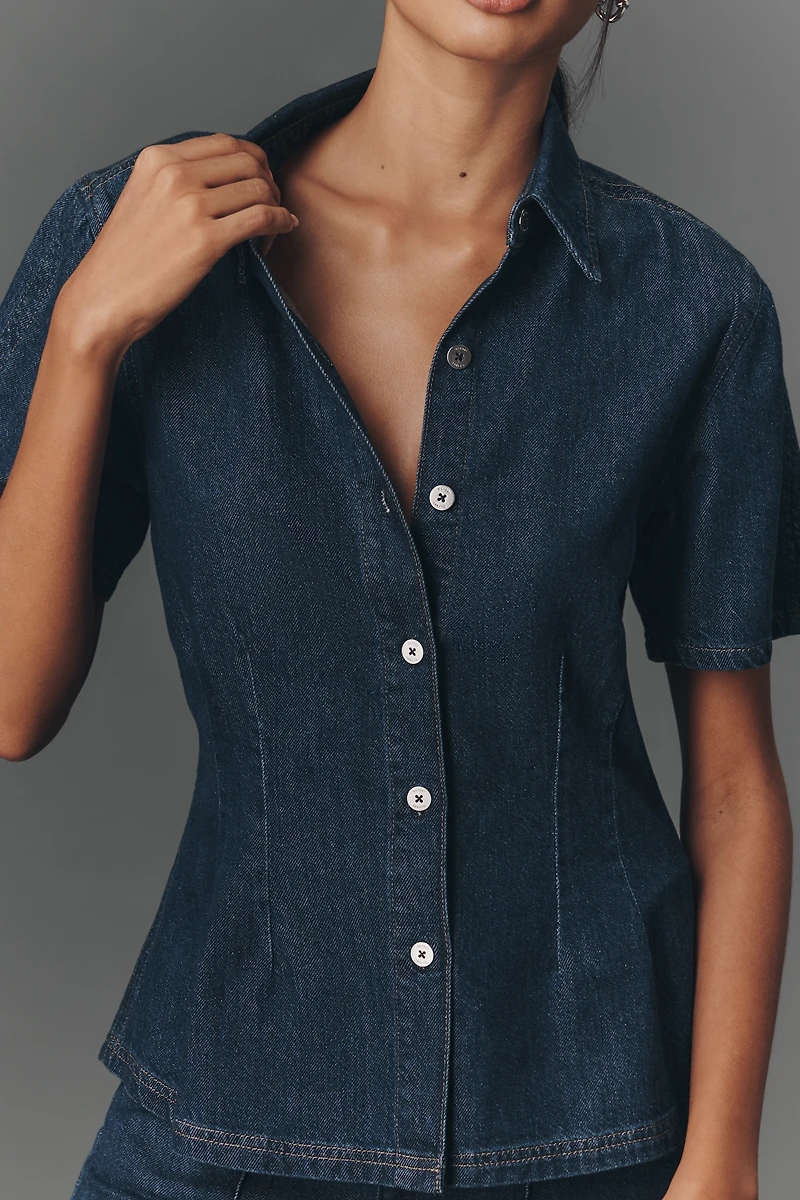 DL1961 Joice Short-Sleeve Waisted Buttondown Shirt