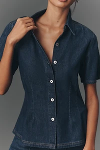 DL1961 Joice Short-Sleeve Waisted Buttondown Shirt