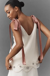 By Anthropologie Tie-Strap Crystal Tank Top