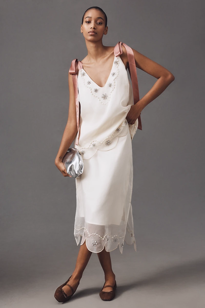 By Anthropologie Tie-Strap Crystal Tank Top