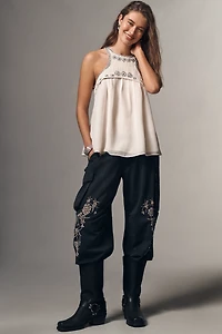 By Anthropologie Sheer Embellished HalterTop