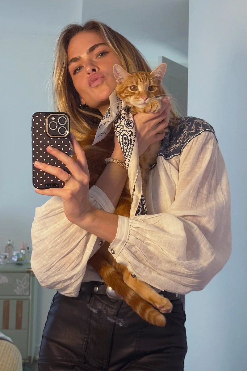 Pilcro Puff-Sleeve Buttondown Blouse