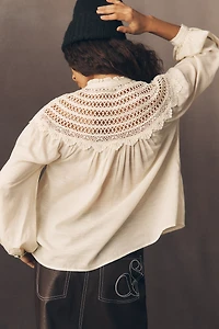 Pilcro Lace Yoke Peasant Blouse