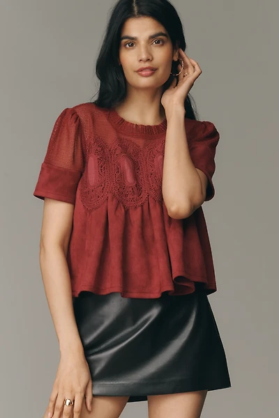 The Iris Short-Sleeve Sueded Blouse by En Elly
