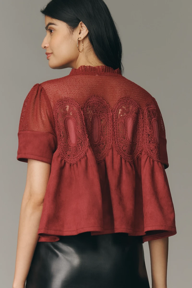 The Iris Short-Sleeve Sueded Blouse by En Elly