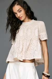 The Iris Short-Sleeve Eyelet Blouse by En Elly