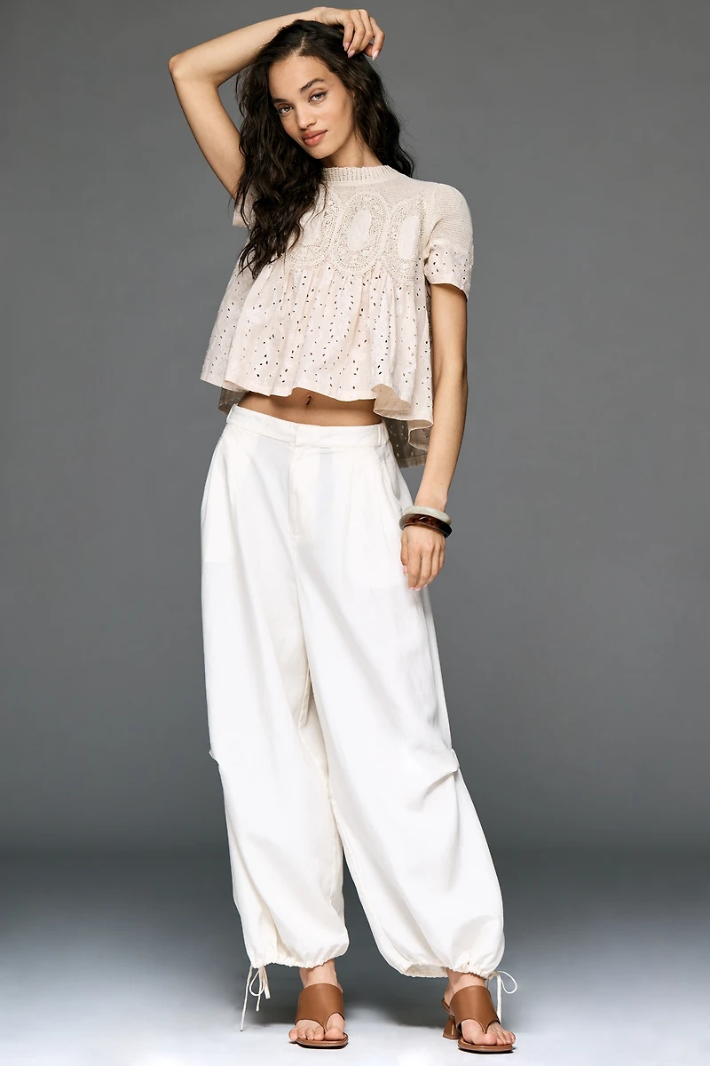 The Iris Short-Sleeve Eyelet Blouse by En Elly