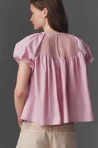 En Elly Puff-Sleeve Crochet Blouse