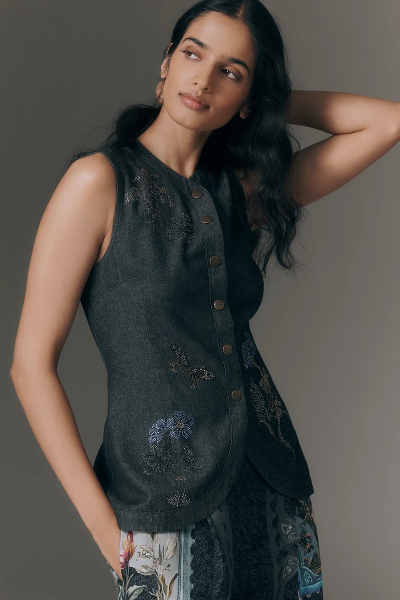Ranna Gill Embroidered Cotton Vest