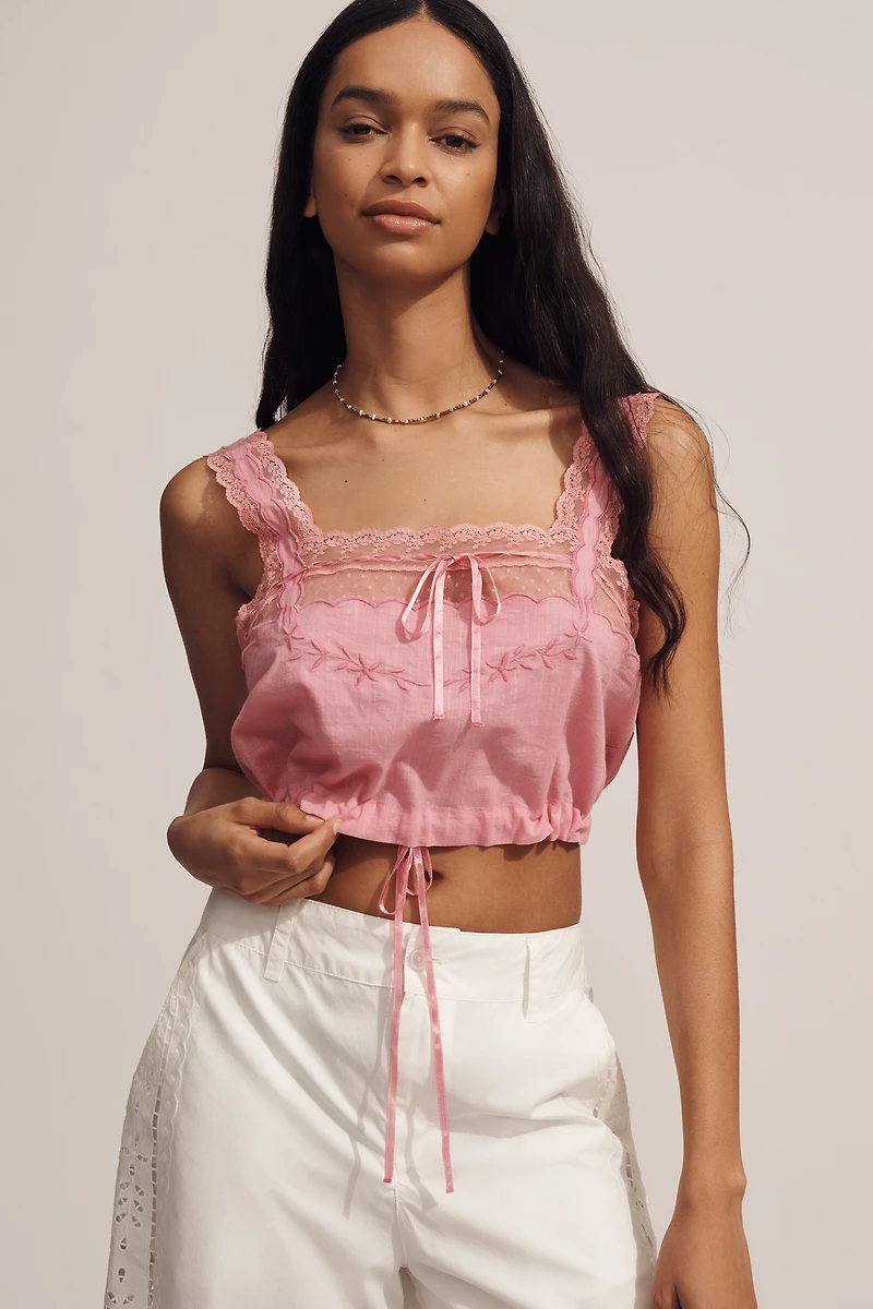 Forever That Girl Lace Square-Neck Bubble Tank Top