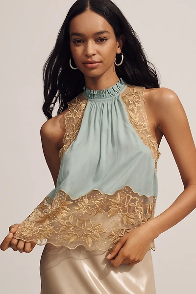 Let Me Be High-Neck Sleeveless Lace Blouse