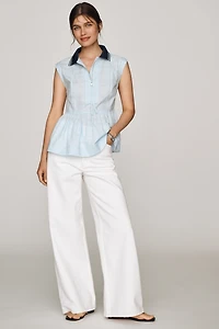 Maeve Cotton Zip-Front Top