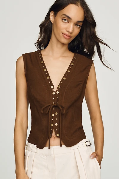 By Anthropologie 100% Cotton Studded Vest