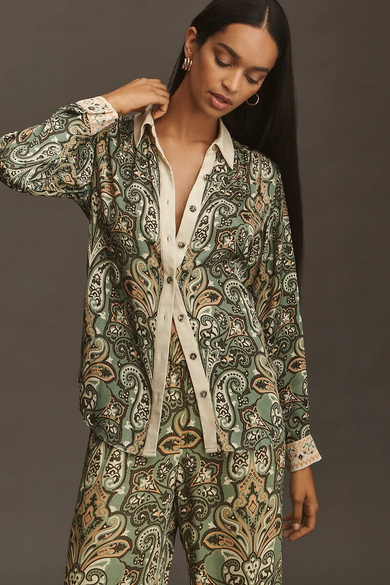 Conditions Apply Blooming Long-Sleeve Collared Blouse
