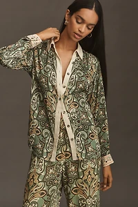 Conditions Apply Blooming Long-Sleeve Collared Blouse