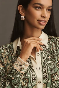 Conditions Apply Blooming Long-Sleeve Collared Blouse