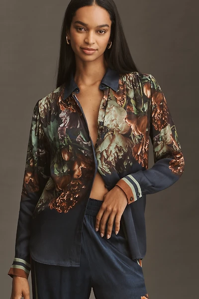 Conditions Apply Blooming Long-Sleeve Collared Blouse