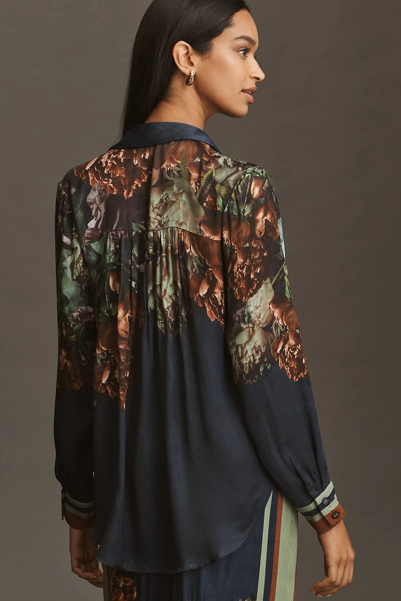 Conditions Apply Blooming Long-Sleeve Collared Blouse