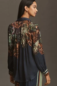 Conditions Apply Blooming Long-Sleeve Collared Blouse