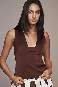 Maeve Sleeveless Plunge-Neck Top