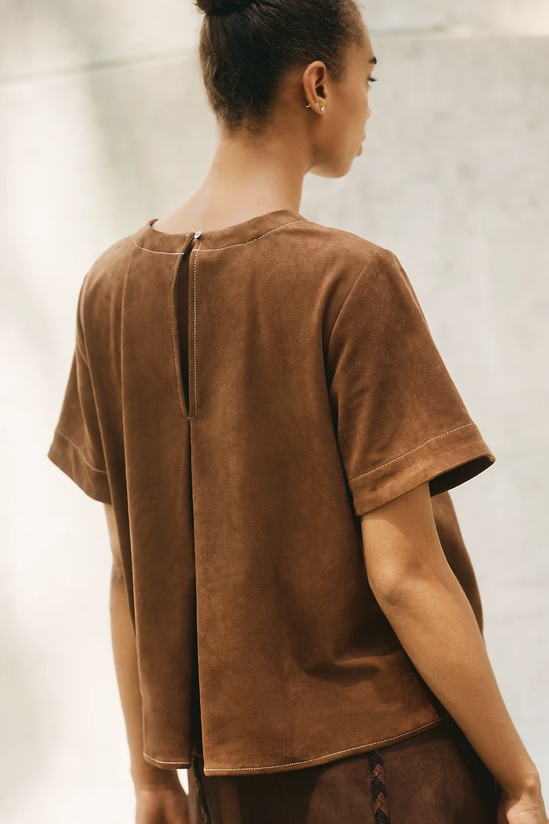 The Emmy Faux-Suede Swing Blouse by Maeve
