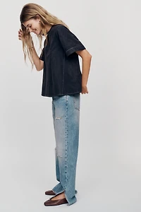 Emmy Faux-Suede Swing Blouse by Maeve