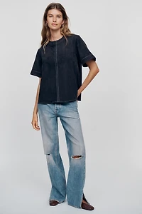 Emmy Faux-Suede Swing Blouse by Maeve