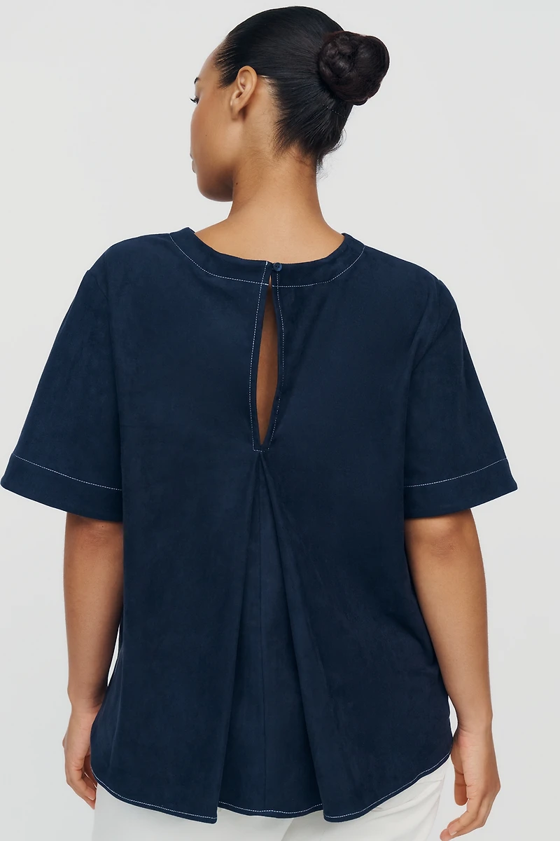 Emmy Faux-Suede Swing Blouse by Maeve